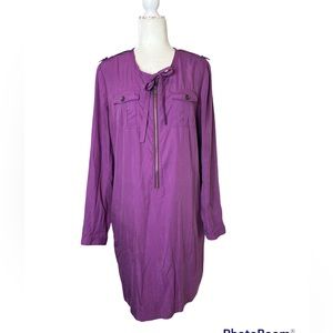Burberry Brit Purple Shift Dress size 10 Military Safari Sheath